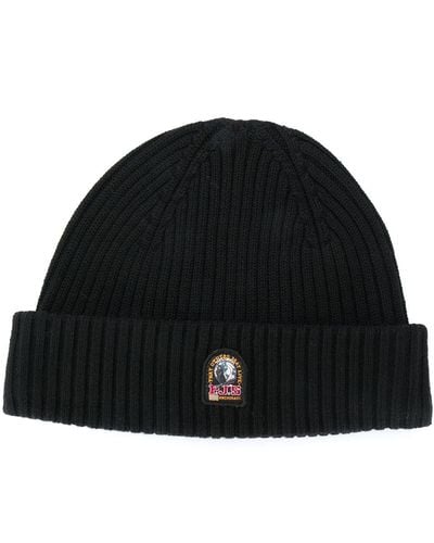 Parajumpers Logo Patch Ribbed Beanie - Black