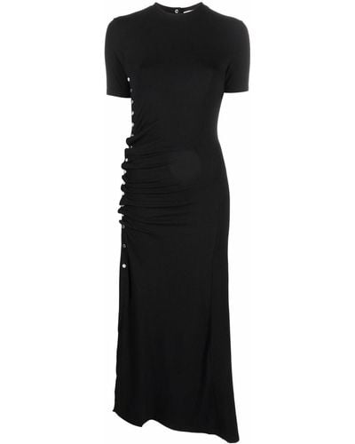 Rabanne Midi-jurk Met Knopen Aan De Zijkant - Zwart