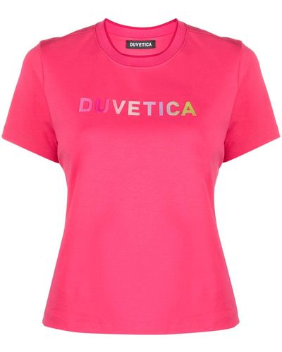 Duvetica T-Shirt mit Logo-Print - Pink