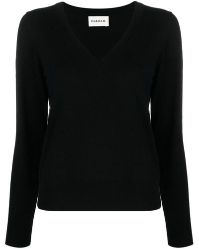 P.A.R.O.S.H. V-neck Fine-knit Sweater - Black