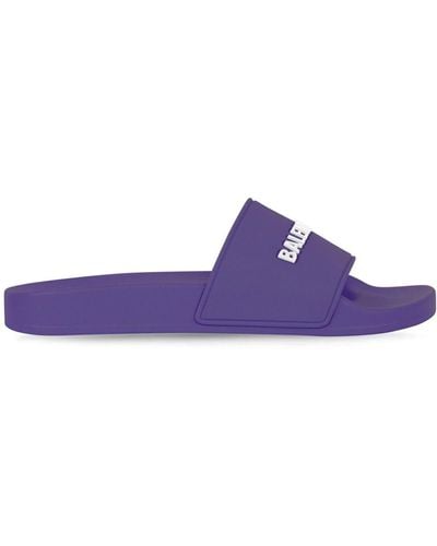 Balenciaga Pool Logo-embossed Slides - Purple