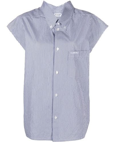 Balenciaga Raw-cut Striped Swing Shirt - Blue