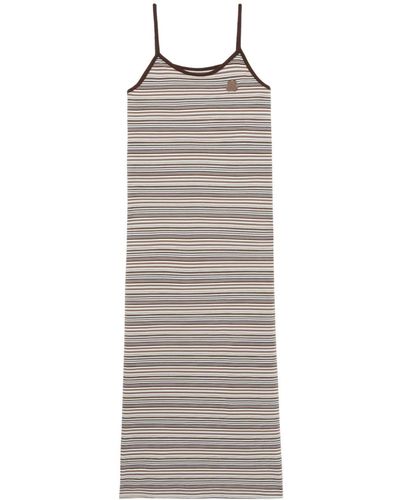 Chocoolate Striped Midi Dress - Grey