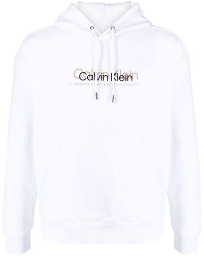 Calvin Klein Logo-print Cotton Hoodie - White
