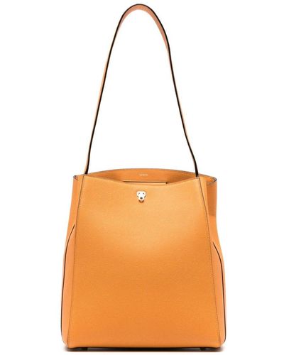 Valextra Brera Contrast-trim Leather Shoulder Bag - Orange