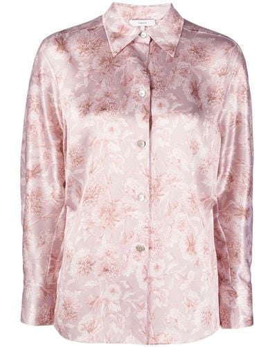 Vince Chemise en soie Dahlia à fleurs - Rose