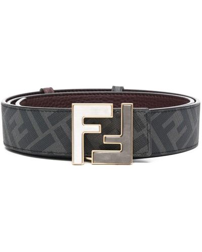 Fendi Cinturón con placa del logo FF - Negro