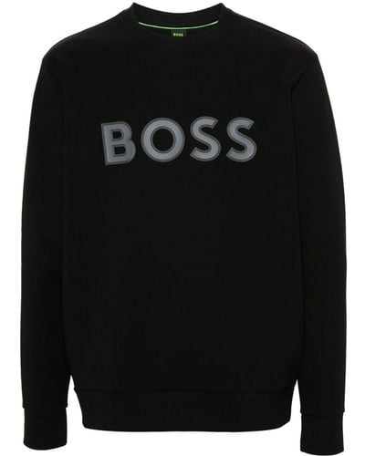 BOSS Logo-rubberised Jersey Sweatshirt - Black