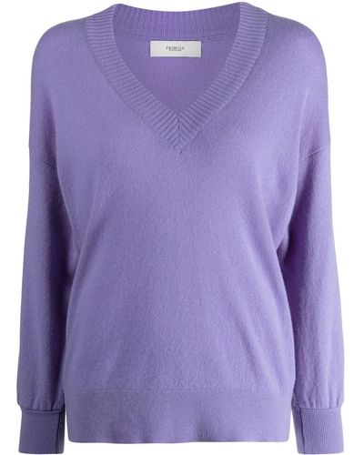 Pringle of Scotland V-neck Cashmere Sweater - Purple