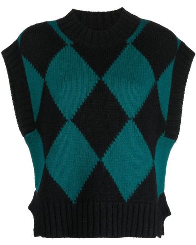 La DoubleJ Argyle Knitted Vest - Green