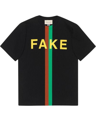 Gucci T-shirt en coton biologique à imprimé Fake/Not - Multicolore