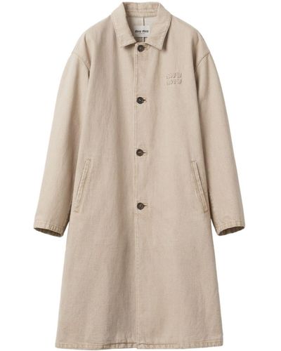 Miu Miu Cotton single-breasted coat - Neutre