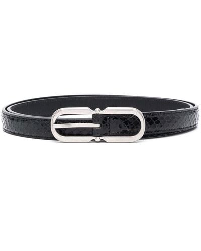 Saint Laurent Oval-buckle Leather Belt - Black