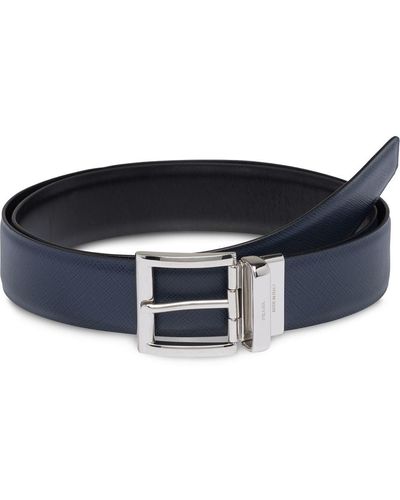 Prada Saffiano Reversible Belt - Blue