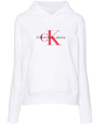 Calvin Klein Logo-print Cotton Hoodie - White