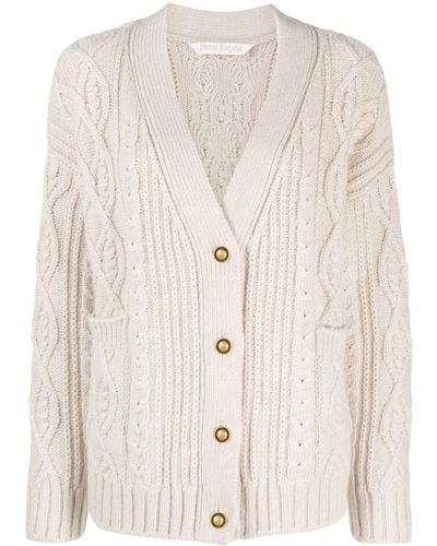Palm Angels Fisherman's-knit Button-up Cardigan - Natural
