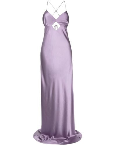 Michelle Mason Cut Out-detail Silk Maxi Dress - Purple
