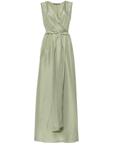 Alberta Ferretti Silk Pleated Maxi Dress - Green