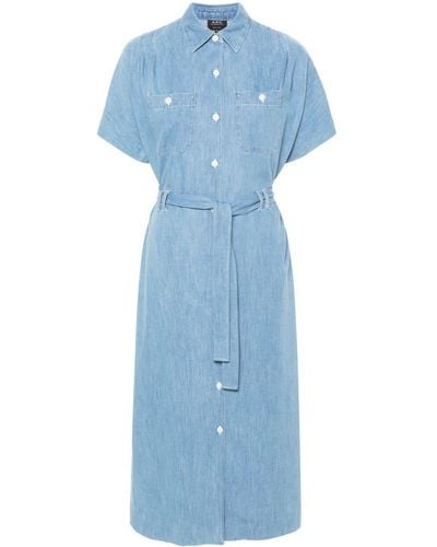 A.P.C. New Drew Denim Midi Dress - Blue