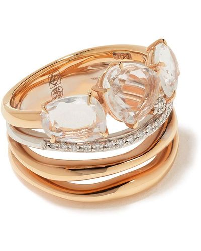 Brumani Anillo Confete e Serpentina en oro blanco y rosa de 18kt con diamante y cuarzo - Metálico