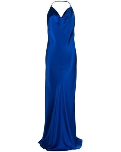 Michelle Mason Bias-cut Silk Gown - Blue