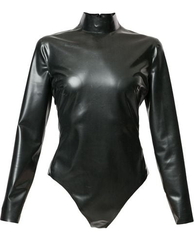 Saint Laurent High Neck Long-sleeve Bodysuit - Black