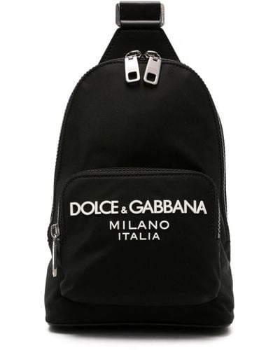 Dolce & Gabbana Mochila con cremallera y aplique del logo - Negro