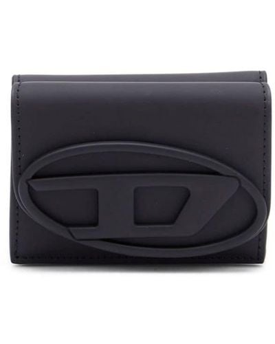 DIESEL Tri-fold Wallet In Matte Leather - Black