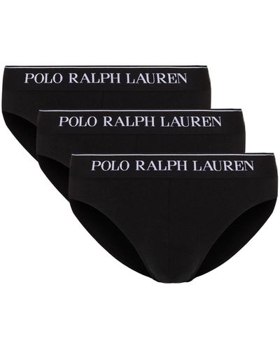 Polo Ralph Lauren Pack Of 3 Logo Waistband Briefs - Black