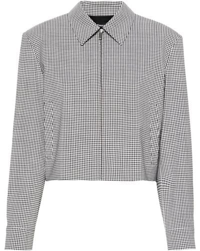 Theory Gingham Check-pattern Cropped Jacket - Grey