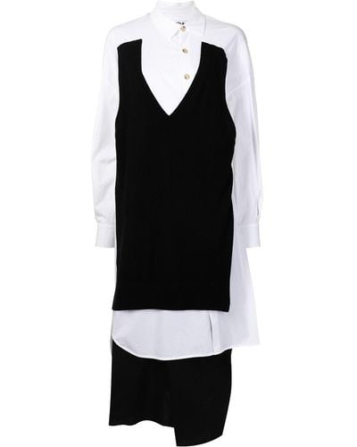 Enfold Robe-chemise mi-longue superposée - Noir