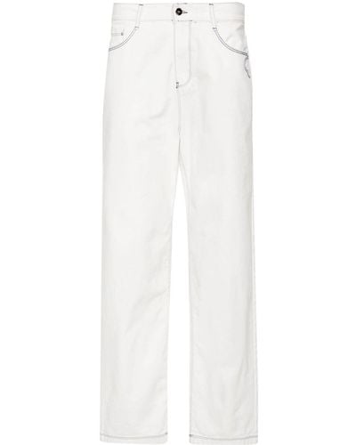 Arte' Poage Heart Mid-rise Straight-leg Jeans - White