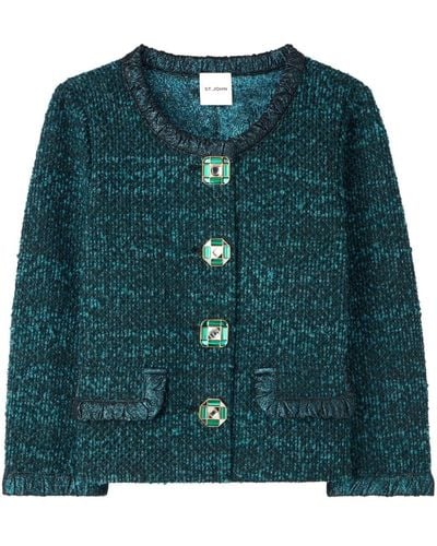 St. John Jewel-buttons Tweed Jacket - Green
