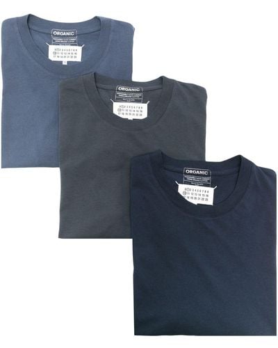 Maison Margiela Drie T-shirts Van Biologisch Katoen - Blauw