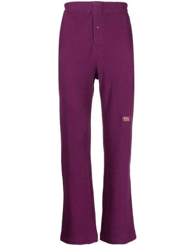 Advisory Board Crystals Logo-patch Waffle-knit Track Trousers - Purple