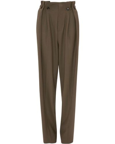 Victoria Beckham Pantalones ajustados con cintura fruncida - Marrón