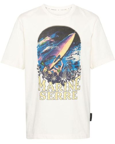 Marine Serre Graphic-print Cotton T-shirt - Blue