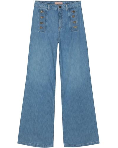 Twin Set High Waist Flared Jeans - Blauw