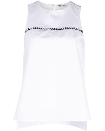 Ports 1961 Plein Air Sleeveless Cotton Blouse - White