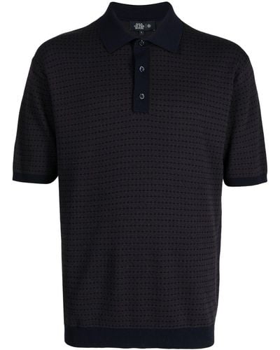 MAN ON THE BOON. Jacquard-pattern Knitted Polo Shirt - Black