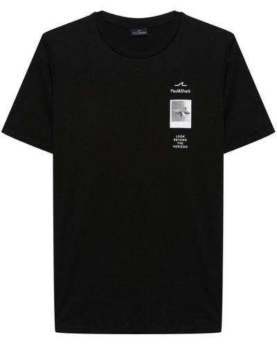 Paul & Shark Logo-print cotton T-shirt - Schwarz