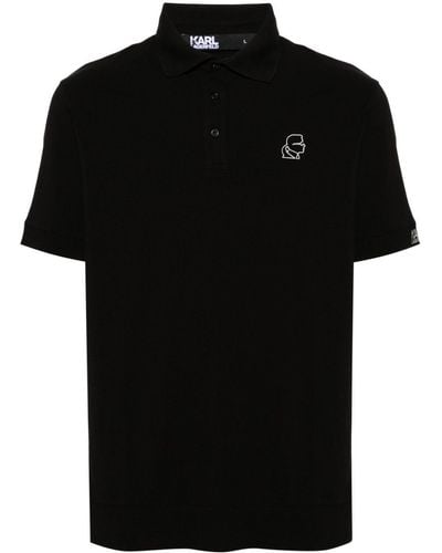 Karl Lagerfeld Logo-print Reflective Detailing Polo Shirt - Black