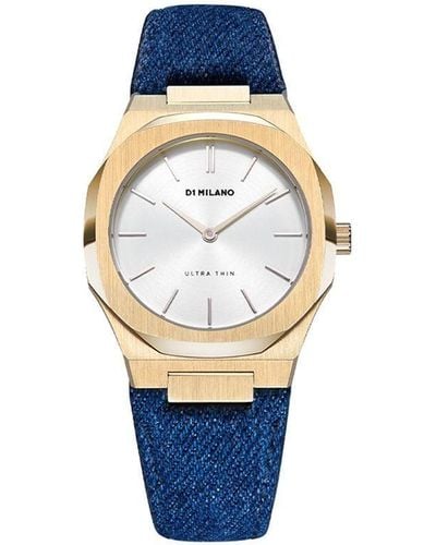 D1 Milano Horloge Met Denim Bandje - Blauw
