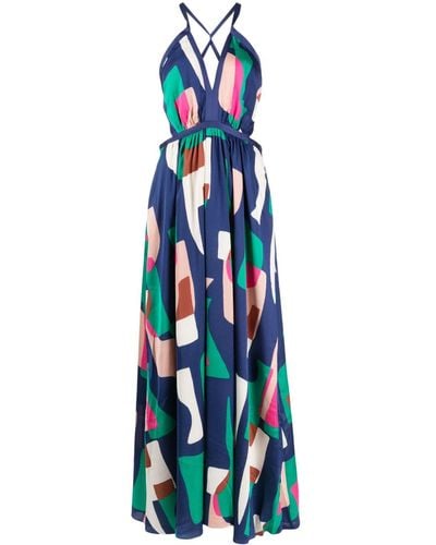 Ba&sh Goomy Geometric-print Maxi Dress - Blue