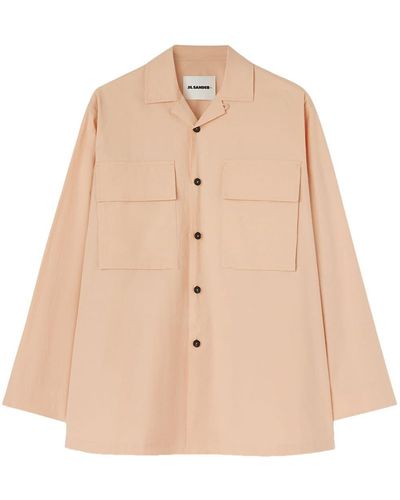 Jil Sander Long-Sleeved Overshirt With Patch Pockets - Natural