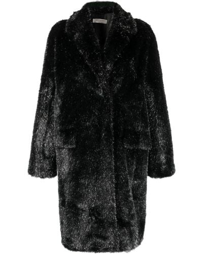 Philosophy Di Lorenzo Serafini Metallic-threading Faux-fur Coat - Black