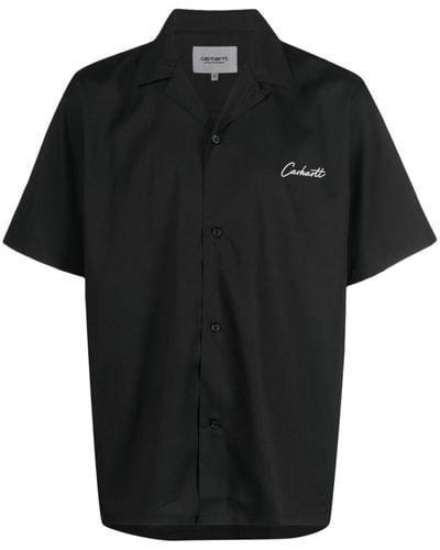 Carhartt Hemd aus Gabardine mit Stickerei - Schwarz