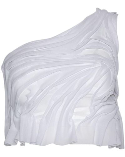DI PETSA Wetlook Off-shoulder Cropped Top - White