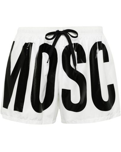 Moschino Swim Shorts With Logo And Drawstring - Black