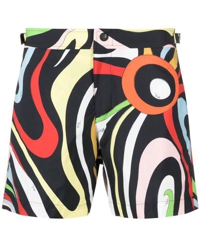 Emilio Pucci Marmo-print Swim Shorts - White